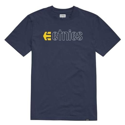 Etnies ecorp - maglietta a maniche corte, colore: blu navy/bianco/giallo, navy/bianco/giallo, l