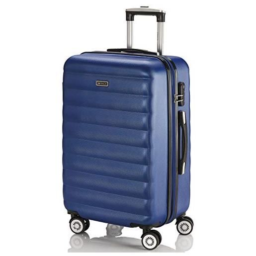 ITACA - valigia media da viaggio rigide. Trolley medio con 4 ruote. Materiale abs valigia media rigida in offerta resistente e super leggero - valigia 20 kg lucchetto tsa 71260, blu