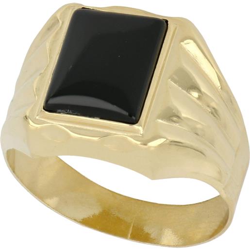 Gioielleria Lucchese Oro anello uomo in oro giallo con pietra nera 803321709324
