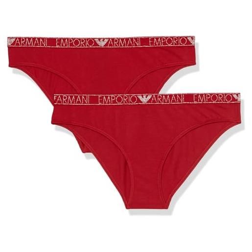 Emporio Armani underwear women's 2-pack essential studs logo brief, slip da donna, ruby red, 