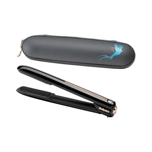 BaByliss 9000 cordless piastra lisciante cordless in ceramica, batteria agli ioni di litio, 3 temperature, senza filo, riscaldamento rapido, nero