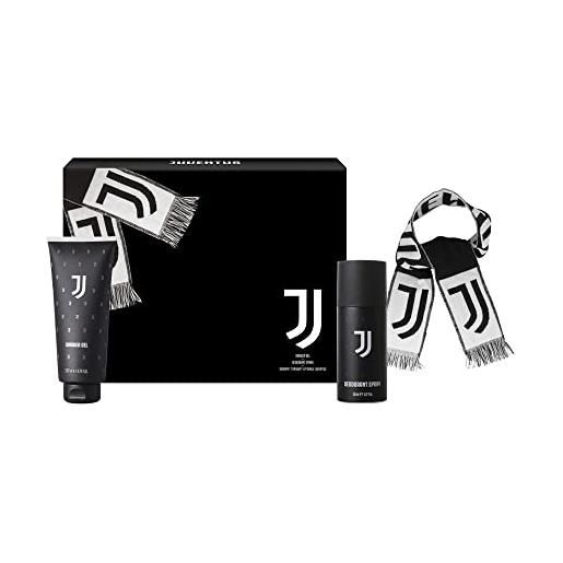JUVENTUS | confezione regalo uomo, deodorante 150 ml + docciaschiuma 200 ml + sciarpa