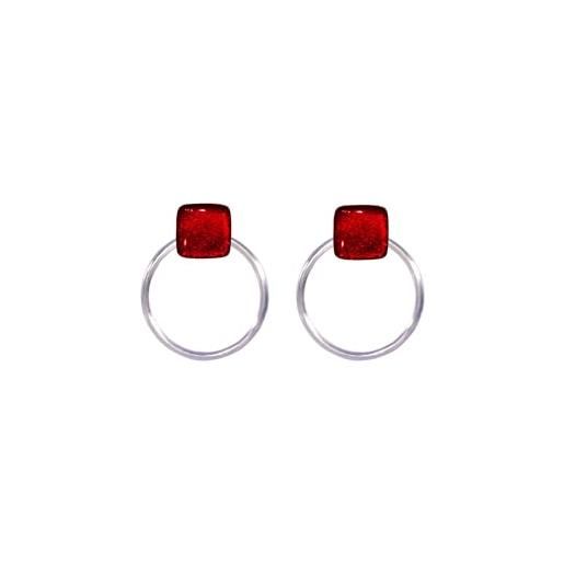 Ellen Kvam Jewelry ellen kvam back-front hoop and stud earring - red