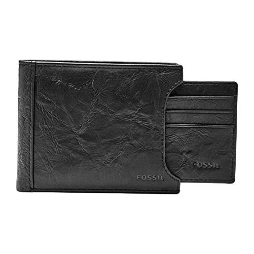 Fossil portafoglio da uomo neel, bifold in pelle nera 11,43 cm l x 1,9 cm l x 8,89 cm h ml3888001