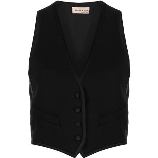 Blanca Vita gilet con scollo a v - nero