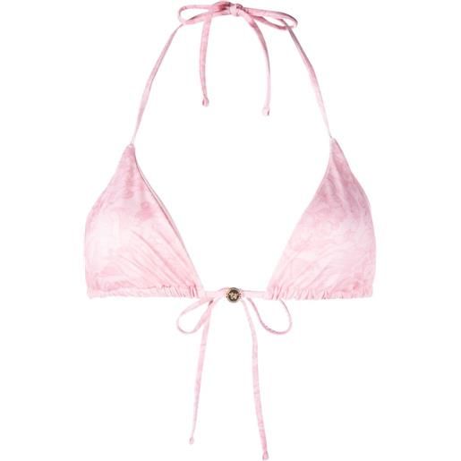 Versace top bikini con stampa barocca - rosa