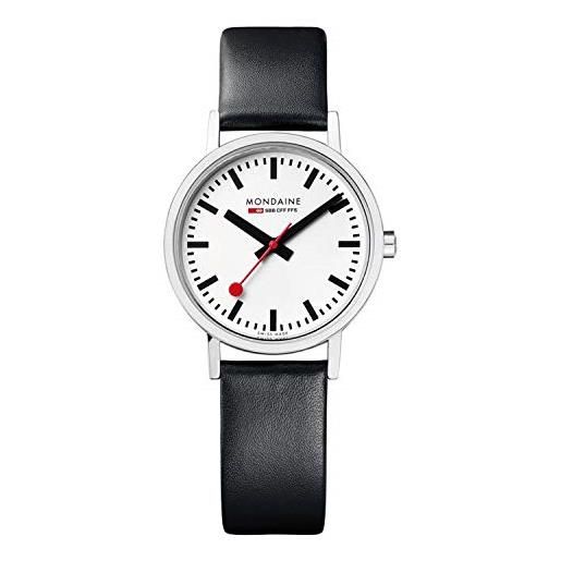 Mondaine classic - orologio con cinturino nero in pelle per donna, a658.30323.11sbb, 30 mm