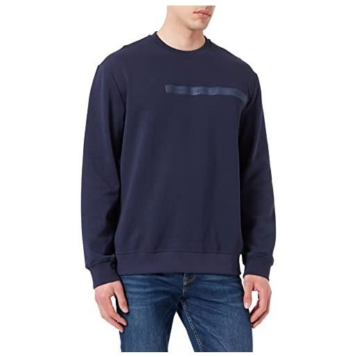 Armani Exchange logo esteso posteriore/anteriore maglione, azzurro, xs uomo