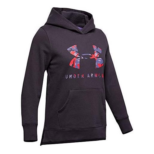 Under Armour rival print fill logo hoodie felpa, bambina, viola, yxs