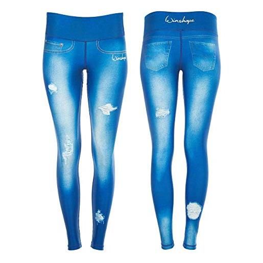 WINSHAPE funzionale power shape jeans collant leggings ael102, donna, blu oceano, xs
