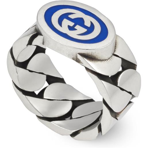Gucci Argento anello gucci interlocking g in argento con smalto blu
