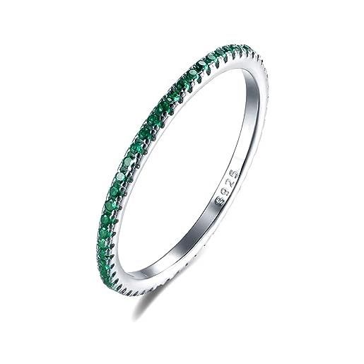 LES FOLIES DI PAOLA GRIECO anello veretta girodito verde smeraldo in argento 925 rodiato - rainbow collection (us 8 - ita 17)