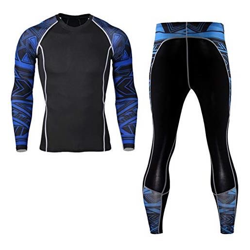BoxJCNMU intimo termico da uomo abbigliamento maschile completo da equitazione per vestiti caldi autunno inverno blue l