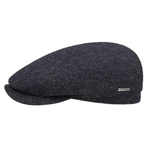 Stetson coppola belfast herringbone cappello piatto berretti piatti 63 cm - nero-blu