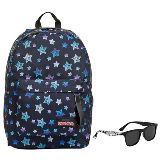 Seven zaino ischoolpack, star plan, nero, con power bank integrato, scuola e tempo libero + occhiali da sole