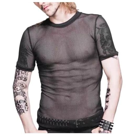 JPXJGT trasparente canottiera camicie da uomo see through t-shirt a maniche corte aderenti in rete(color: black, size: s)