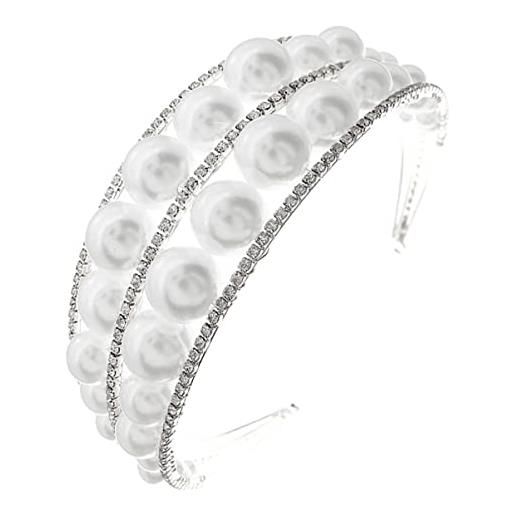 FRCOLOR 1 pc cerchietto di perle ampio cerchio per di perle ornamento per per ampia tiar di perle catena di artigli di rame ecologica sposa fiancata