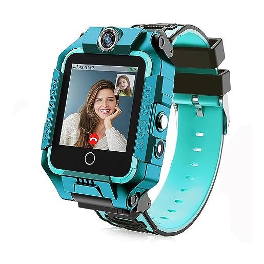 LiveGo automatico 4g bambini intelligente orologio per i ragazzi ragazze, impermeabile sicuro smartwatch, gps tracker chiamata sos camera wi. Fi, per i bambini studenti 4-12y compleanno, verde, large
