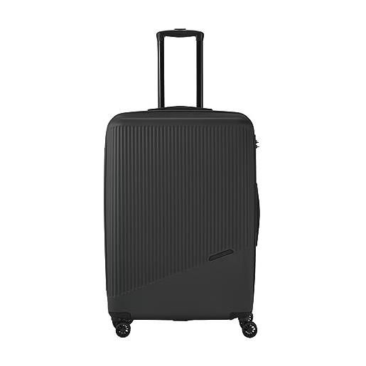 Travelite valigia rigida l a 4 ruote da 96 l, serie bali valigia trolley rigida in abs con chiusura a combinazione tsa, 77 cm, grigio (charcoal)