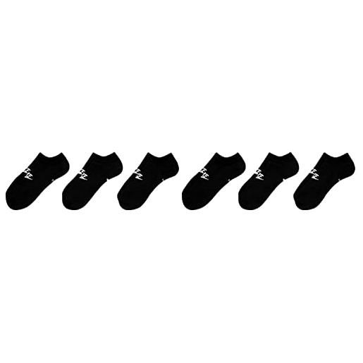 Nike 6 paia di calzini da ginnastica everyday essential, bianco nero, 34-38