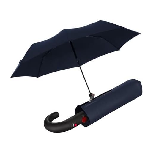 Knirps ombrello tascabile t. 260 medium duomatic black - apertura e chiusura automatica - antivento - manico tondo a gancio - navy blu