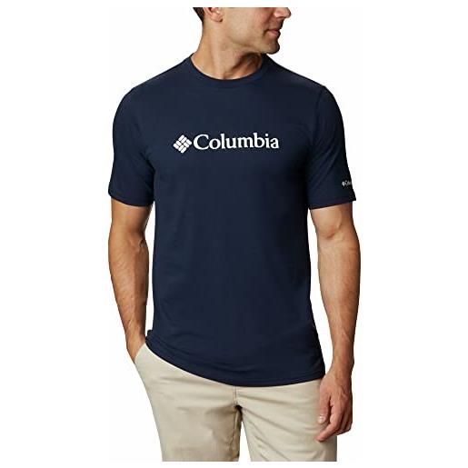 Columbia csc basic logo short sleeve camicia sportiva a maniche corte per uomo, collegiate navy, white, xs