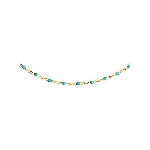 SINGULARU - collana dots turquoise enamel - catena con pietre naturali in argento 925 con finitura placcata oro 18 kt - catena a taglia unica - gioielli da donna