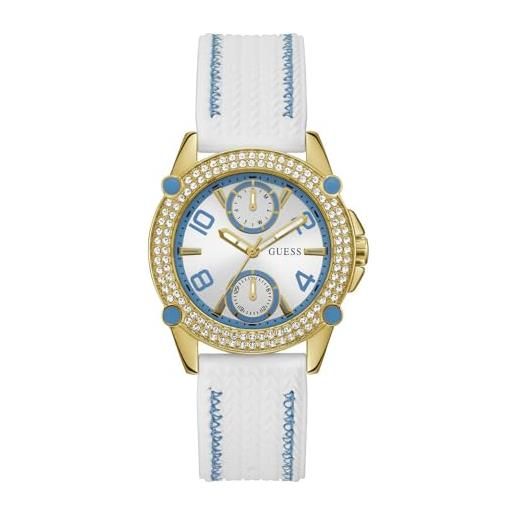 GUESS orologio da donna 38 mm - cinturino bianco quadrante bianco cassa tono oro, bianco