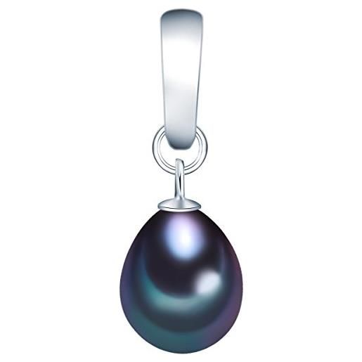 Valero Pearls ciondolo da donna in argento sterling 925 con rodio con perle coltivate d'acqua dolce blu pavone 60020066