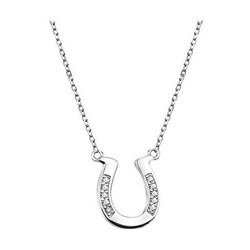 Sofia Milani - collana da donna in argento 925 - con pietra zircone - ciondolo a ferro di cavallo - 50331