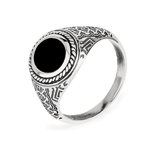NKlaus anello con pietre preziose 64mm anello da uomo viking 925 argento onice nero autentico solitario vintage anello da dito 14208