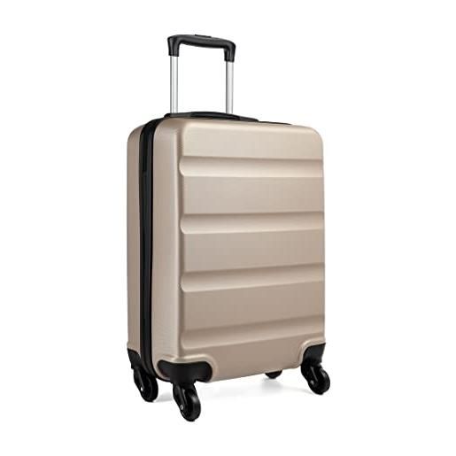 Kono trolley bagaglio a mano 55x38x20cm rigidi e leggerissima abs valigia con 4 ruote (d'oro-upgrade)