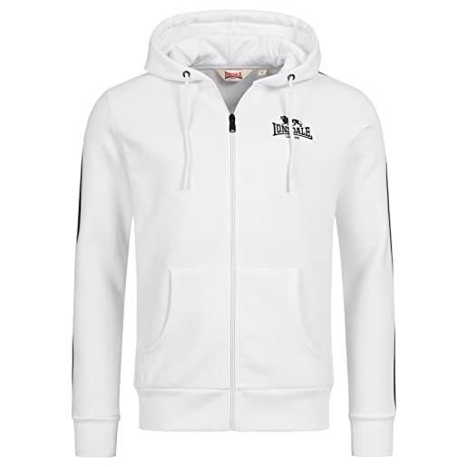 Lonsdale felpa da uomo con cappuccio balnakeil, colore: bianco/nero, taglia: xl, bianco nero, xl