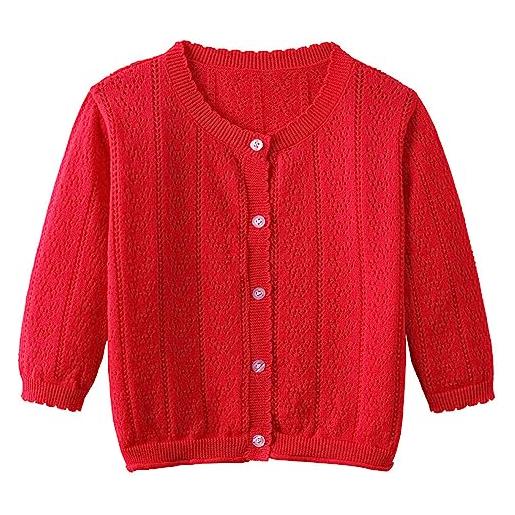SEAUR maglione gilet con bottoni da ragazza cardigan leggero maniche lunghe cardigan lavorato a maglia autunno/inverno rosso 2 (stile 2) 100 2-4 anni