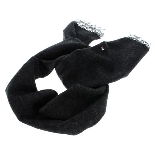 Tommy Hilfiger sciarpa da uomo in cashmere th cashmere plaque scarf, nero , taglia unica