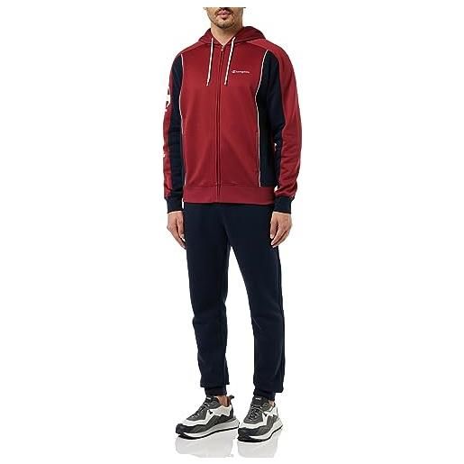 Champion legacy sweatsuits - maxi-logo storm fleece hooded full zip tuta sportiva, rosso tbr/blu marino, s uomo fw23