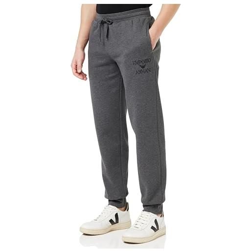 Emporio Armani uomo trousers iconic terry pantaloni felpati, grigio melange nero, xxl