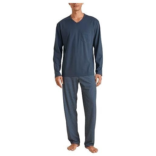 Calida relax imprint set di pigiama, opaco, blue night, 46-48 uomo