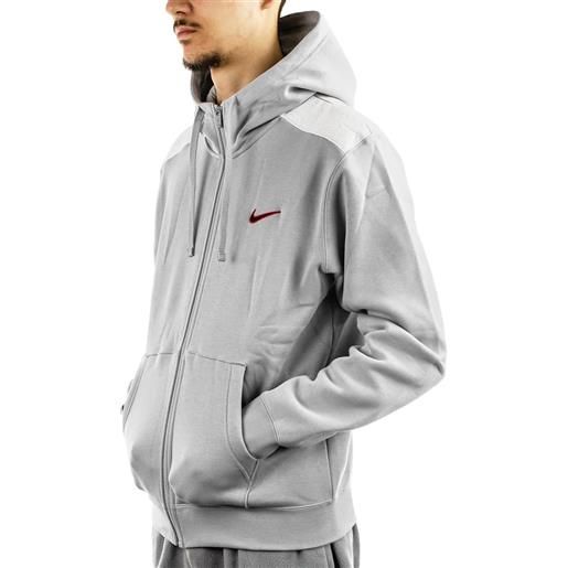 Giacca sportiva felpa cappuccio uomo nike grigio sportswear fleece fz hoodie bb fq8819-012