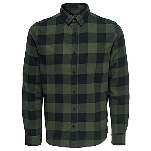 Only & sons onsgudmund ls checked shirt noos camicia, navy scuro, s uomo