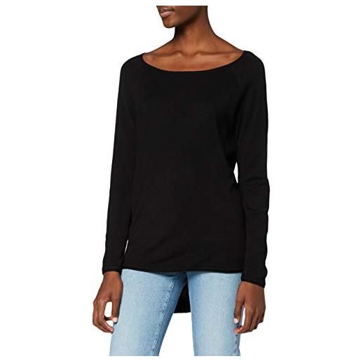 Only onlmila lacy l/s long pullover knt t-shirt donna, (nero), 48 (taglia produttore: xl)