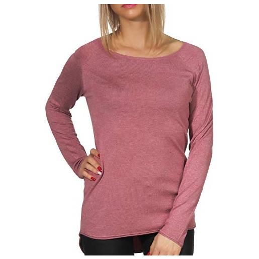 Only onlmila lacy l/s long pullover knt t-shirt, (nero), 46 (taglia produttore: l) donna