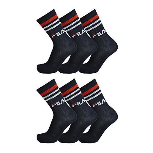 Fila - 6 paia di calze, street sport socks nel set, stripes unisex 35 - 38,39 - 42,43 - 46 marine 43-46