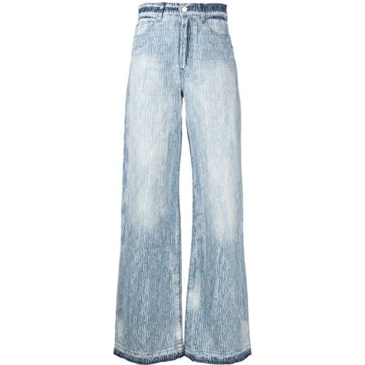 AMIRI jeans a gamba ampia con logo jacquard - blu