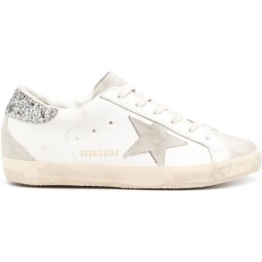 Golden Goose sneakers super-star con tacco glitter - bianco