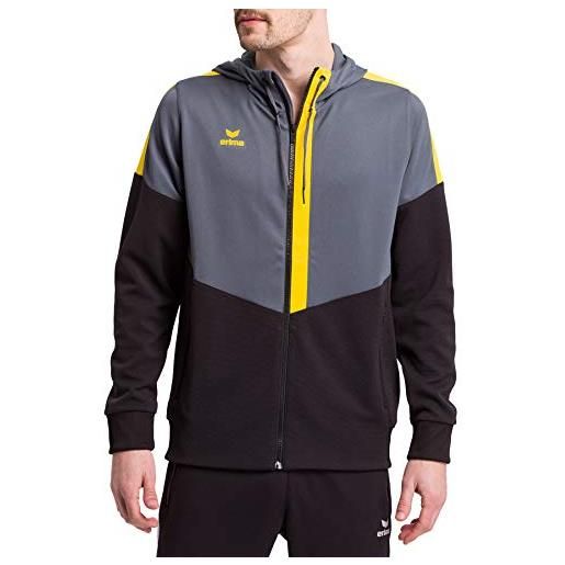 Erima squad training jacket, giacca con cappuccio uomo, slate grey/monument grey/new orange, m