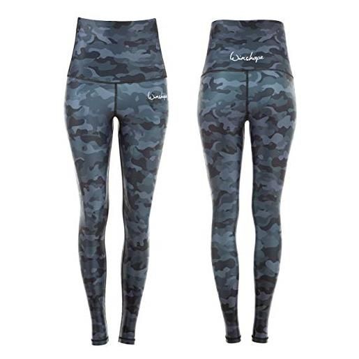 WINSHAPE leggings funzionali da donna power shape high waist hwl102, stampa slim style, grigio mimetico, xs