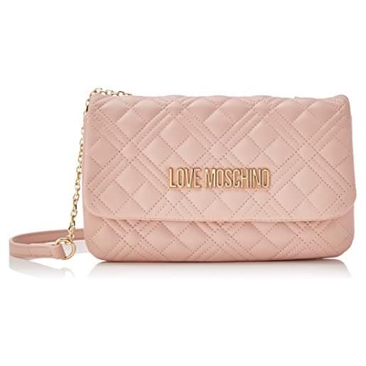 Love Moschino borsa soft pu nude, borsa a spalla donna, rosa carne, 14x22x5