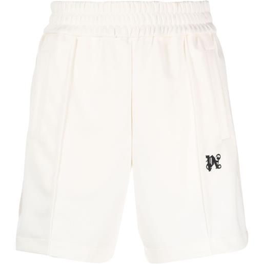 Palm Angels shorts sportivi a righe con ricamo - bianco