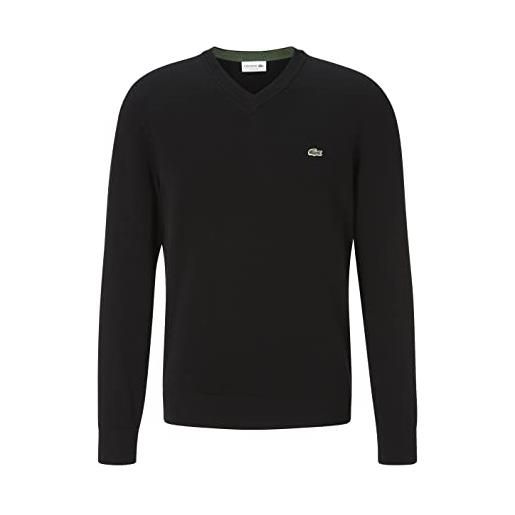 Lacoste ah2183 - maglione da uomo con scollo a v, vestibilità regolare, nero (031), xs